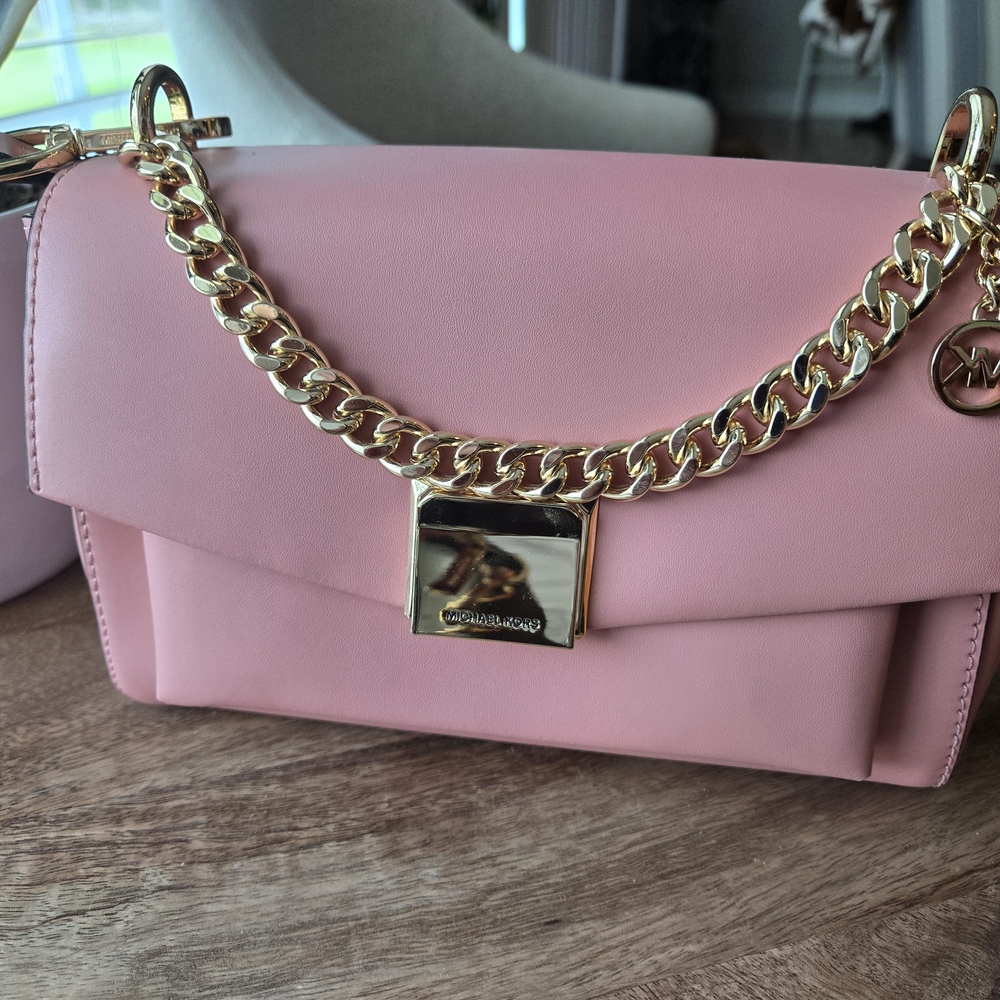 Michael Kors Pink and Gold Shoulder Bag with Chain Strap